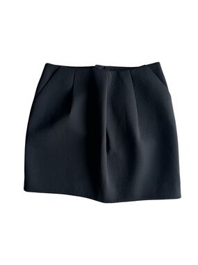 COS Black Women's Mini Skirt Scuba Neoprene Pleat Front Detail Pockets Size US10